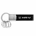 Ipick Image Compatible With Honda Hr-v Black Real Leather Strap Chrome Round Hook Metal Key Chain