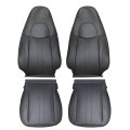 Front Bottom And Lean Back Seat Covers Dark Gray Leather 4 Piece Set For 2003 To 2014 Express Savana Driver Passenger Custom