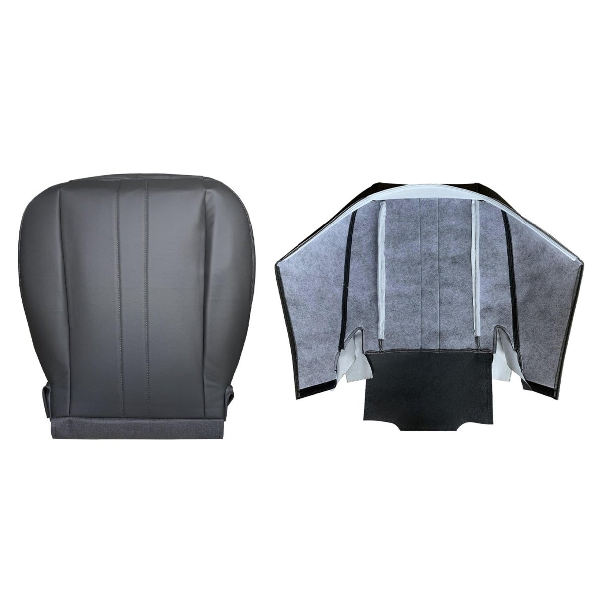 Front Bottom And Lean Back Seat Covers Dark Gray Leather 4 Piece Set For 2003 To 2014 Express Savana Driver Passenger Custom
