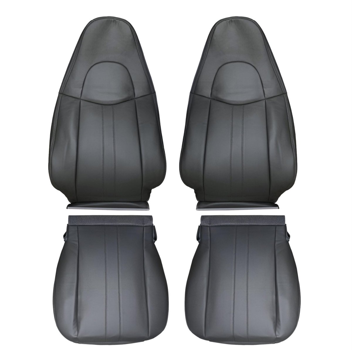 Front Bottom And Lean Back Seat Covers Dark Gray Leather 4 Piece Set For 2003 To 2014 Express Savana Driver Passenger Custom