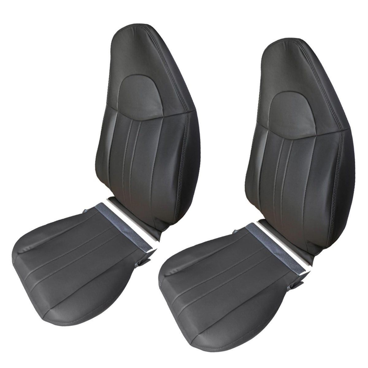 Front Bottom And Lean Back Seat Covers Dark Gray Leather 4 Piece Set For 2003 To 2014 Express Savana Driver Passenger Custom
