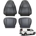 Front Bottom And Lean Back Seat Covers Dark Gray Leather 4 Piece Set For 2003 To 2014 Express Savana Driver Passenger Custom 