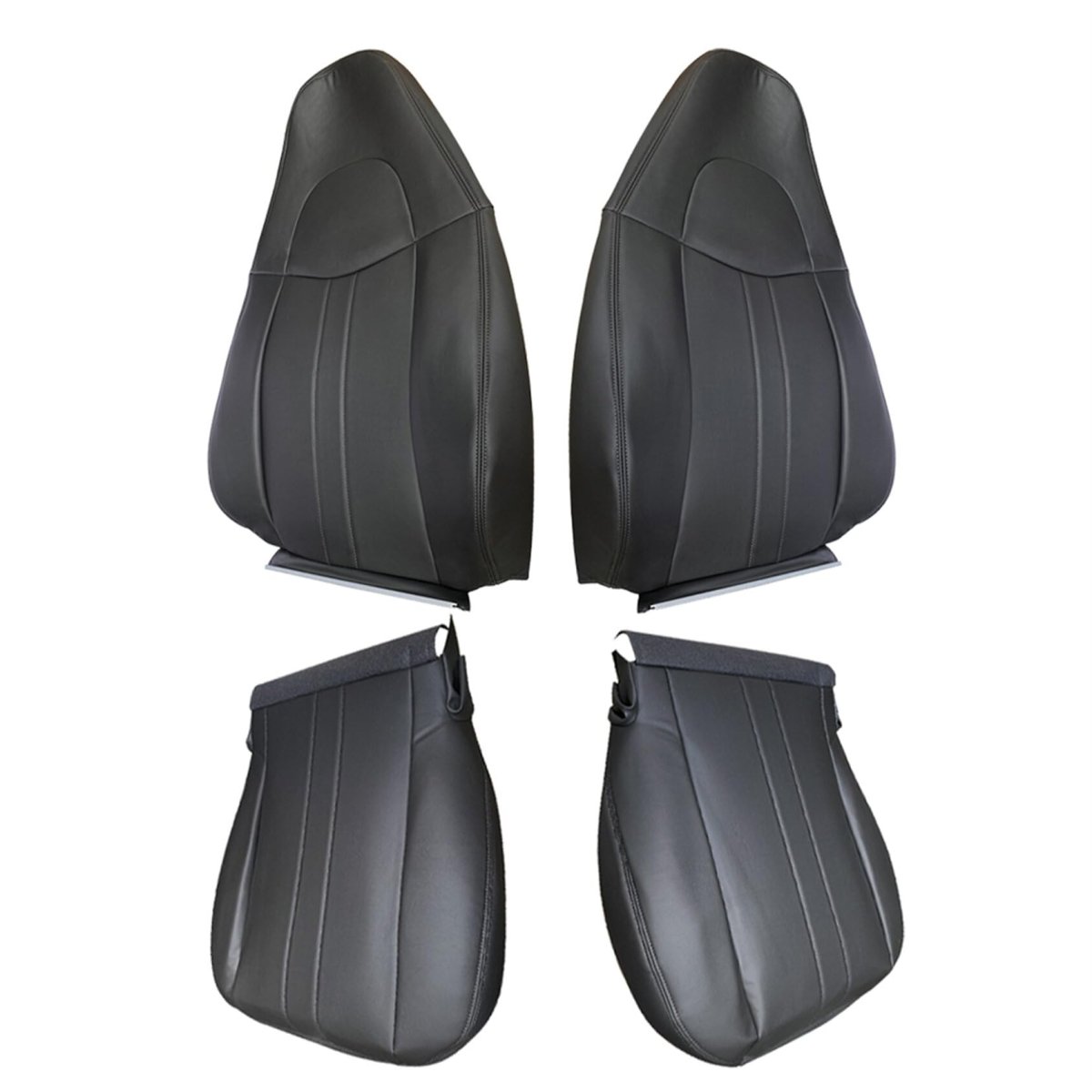 Front Bottom And Lean Back Seat Covers Dark Gray Leather 4 Piece Set For 2003 To 2014 Express Savana Driver Passenger Custom