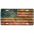 Distressed American Flag Metal Front License Plate Vintage Usa Auto Tag For Car Truck Rv Trailer 6 X 12 Inches 