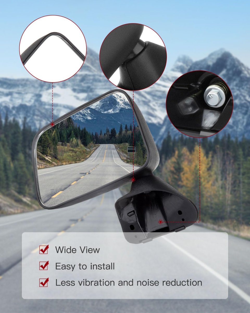 Left Side View Mirror For 1987 1989 Toyota 4runner And 1995 Pickup Black Textured Manual Fold Non Heated Adjustment Rm72004