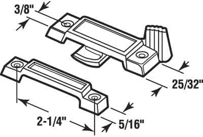 Chrome Window Sash Lock 2-1 4 Screw Holes 7 16 Latch Projection
