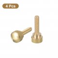 Uxcell M4x16mm Knurled Thumb Screws 4pcs Brass Bolts With Shoulder Grip Knobs Fasteners Tone