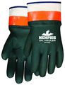 Mcr Safety 6410sc Double-dipped Pvc Jersey Lined Sandpaper Finish Men S Gloves With Plasticized Cuff Green Orange Large 1-pair 