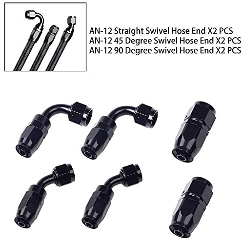 12an 10ft Fuel Line Fitting Kit Universal Braid Stainless Steel Braided Nylon Cpe Hose W 6pcs Rotary Swivel Ends