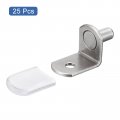 Uxcell Shelf Support Pegs 25pcs 5mm 1 5 L-shaped Bracket Pin With Rubber Sleeve For Furniture Shelves Supplies Silver Tone