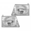 Pair Headlights For Ford 97-07 Econoline Van Club Wagon Halogen Front Assembly With Clear Lens And Housing Driver Passenger 