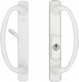Rockwell Security Charlotte Offset Key Locking Sliding Door Handle With 3 4 Inch Keylock White Fits 1-3 Thick Screw Holes 