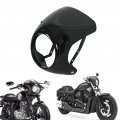 Motorcycle Headlight Fairing Fydun 7in Protector With Windscreen Universal For Most Motorcycles Round Headlamp Glossy Black