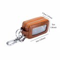 Guolich Car Key Chain Bag Double Zipper Leather Protection Coin Holderring With Transparent Window For Key Remote Control Brown