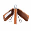 Guolich Car Key Chain Bag Double Zipper Leather Protection Coin Holderring With Transparent Window For Key Remote Control Brown