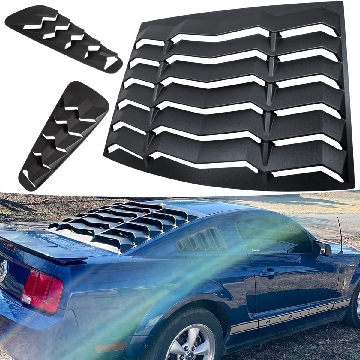 Bonbo Rear Side Window Louver Fits For Ford Mustang 2005-2014 In Gt Lambo Style Custom Fit Windshield Sun Shade Cover Abs Matte