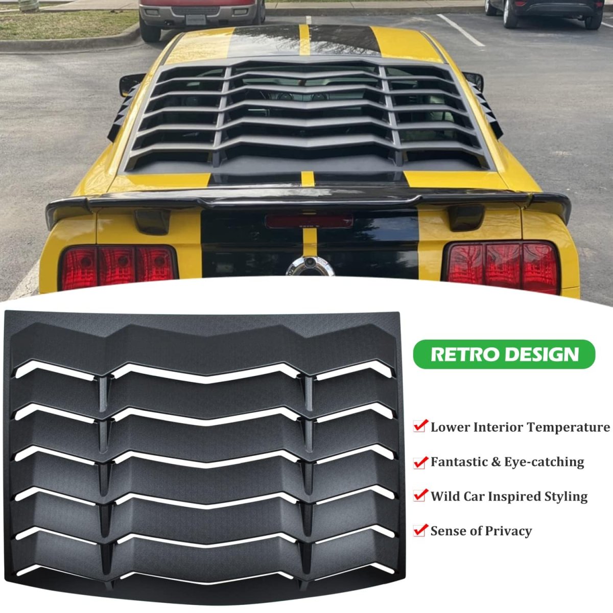 Bonbo Rear Side Window Louver Fits For Ford Mustang 2005-2014 In Gt Lambo Style Custom Fit Windshield Sun Shade Cover Abs Matte