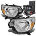 Auto Dynasty Chrome Housing Amber Corner Headlight Lamps Tool Kit For Tacoma 12-15 