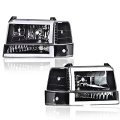 Led Drl Headlights For 1992-1996 Bronco Ford F150 F250 F350 Super Duty Headlamps W Corner Signal Driver Side Passenger Clear 