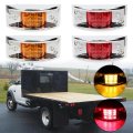 4pcs 12 Led Amber Red Light Rectangular Armored-style Side Marker W Chrome Rectangle Trailer Clearance Lights Surface Mount