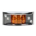 4pcs 12 Led Amber Red Light Rectangular Armored-style Side Marker W Chrome Rectangle Trailer Clearance Lights Surface Mount