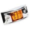 4pcs 12 Led Amber Red Light Rectangular Armored-style Side Marker W Chrome Rectangle Trailer Clearance Lights Surface Mount