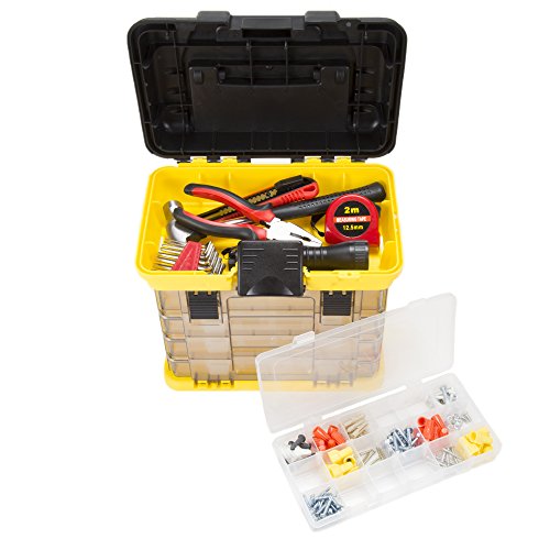 Stalwart 75-sto3182 Parts Crafts Rack Style Tool Box With 4 Organizers Yellow