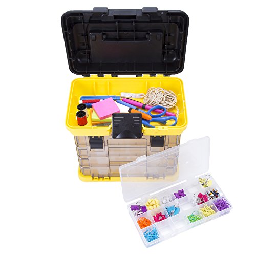 Stalwart 75-sto3182 Parts Crafts Rack Style Tool Box With 4 Organizers Yellow