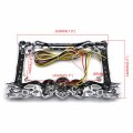 Httmt- 3d Chrome Skull Flame Bone License Plate Frame W Led Run Brake Turn For H-d Kawasaki P N Mt294-006a-cd
