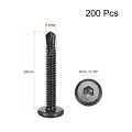 200pcs Hex Socket Self Tapping Screws 12 X 1-1 2 410 Stainless Steel Flat Head Sheet Metal Drilling Black