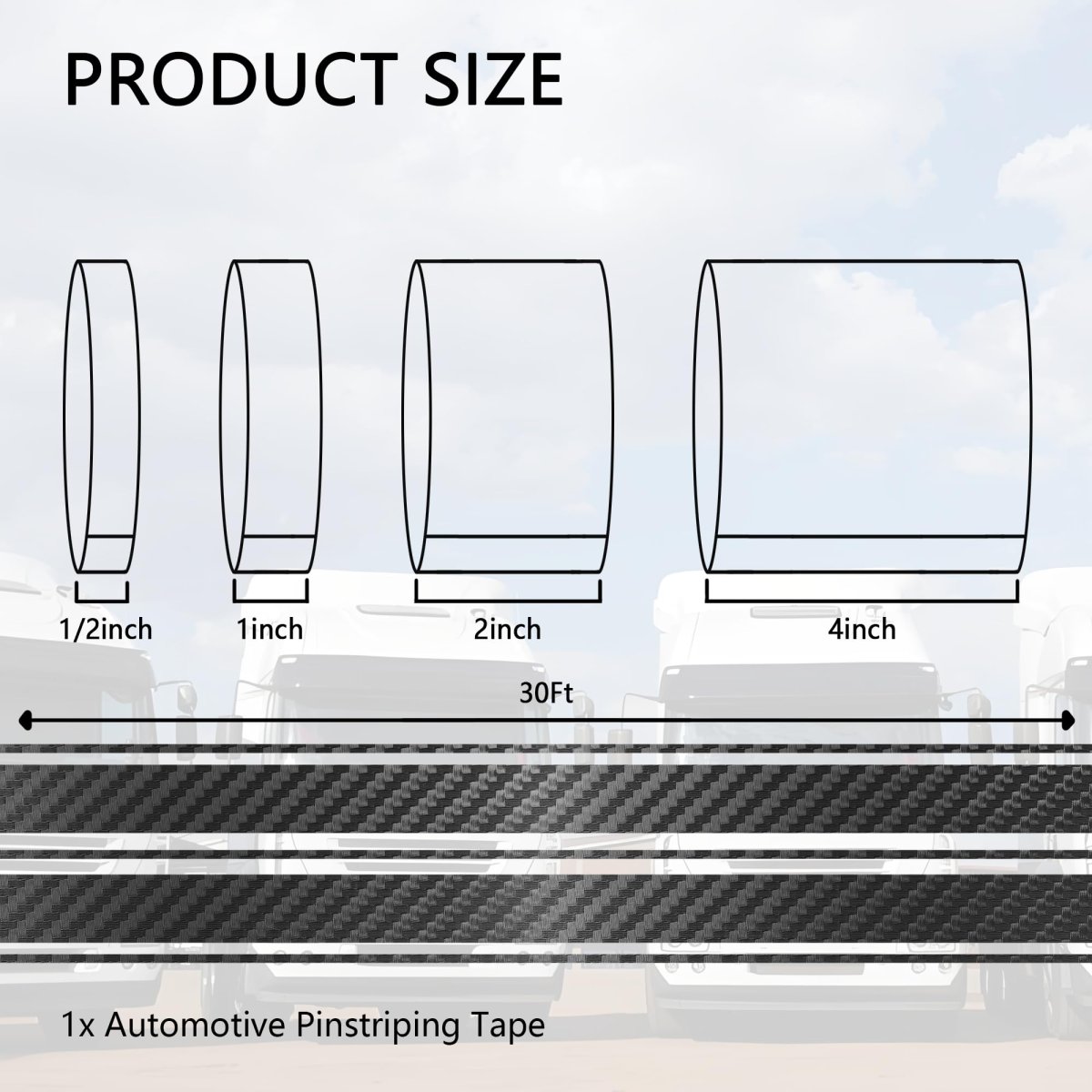 30ft X 2in Carbon Fiber Wrap Pinstriping Tape For Cars Water Resistant Decorative Automotive Vehicle Body Components And Trucks