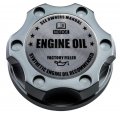 Vms Racing Gunmetal Oil Cap With Silver Engine Notice Emblem In Cnc Machined Billet Aluminum Compatible Chevy Chevrolet Camaro