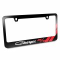 Dodge Charger R T Classic Red Stripe Black Metal License Plate Frame