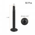 Uxcell Phillips Head Self Tapping Screws 8 X 1-1 2 Carbon Steel Drilling Sheet Metal Screw Black 50pcs
