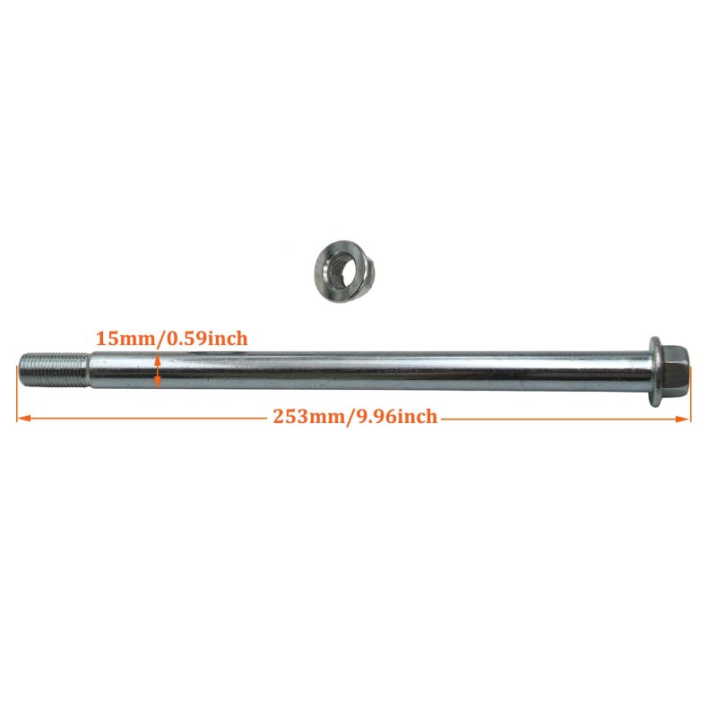 15mm 240mm Front Rear Wheel Axle Spindle For Pit Dirt Bike 110cc 125cc 140cc 150cc 160cc With Lock Nut Silvery Aluminum Alloy
