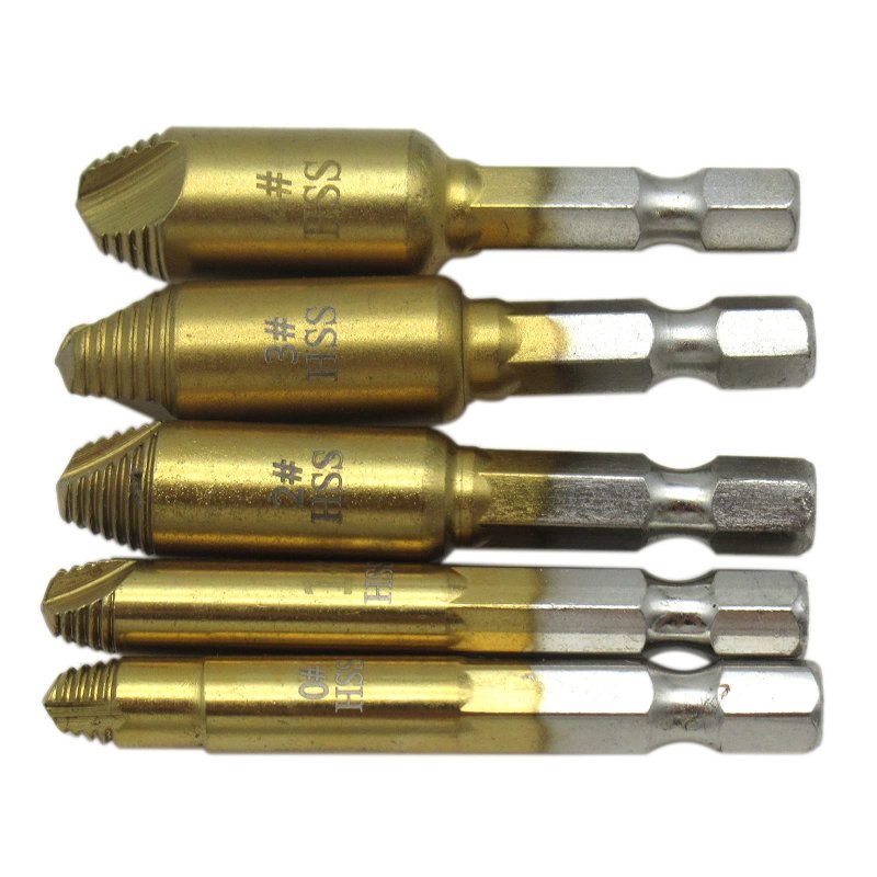 5pcs Screw Extractor Kit And Stripped Remover Damaged Easy Out Broken Bolt