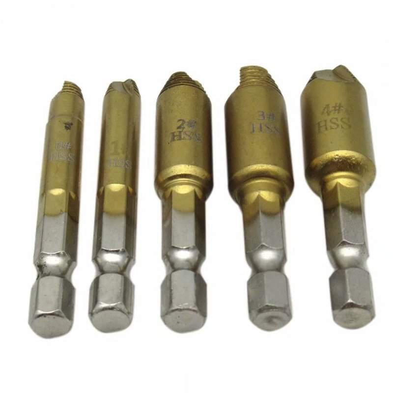5pcs Screw Extractor Kit And Stripped Remover Damaged Easy Out Broken Bolt