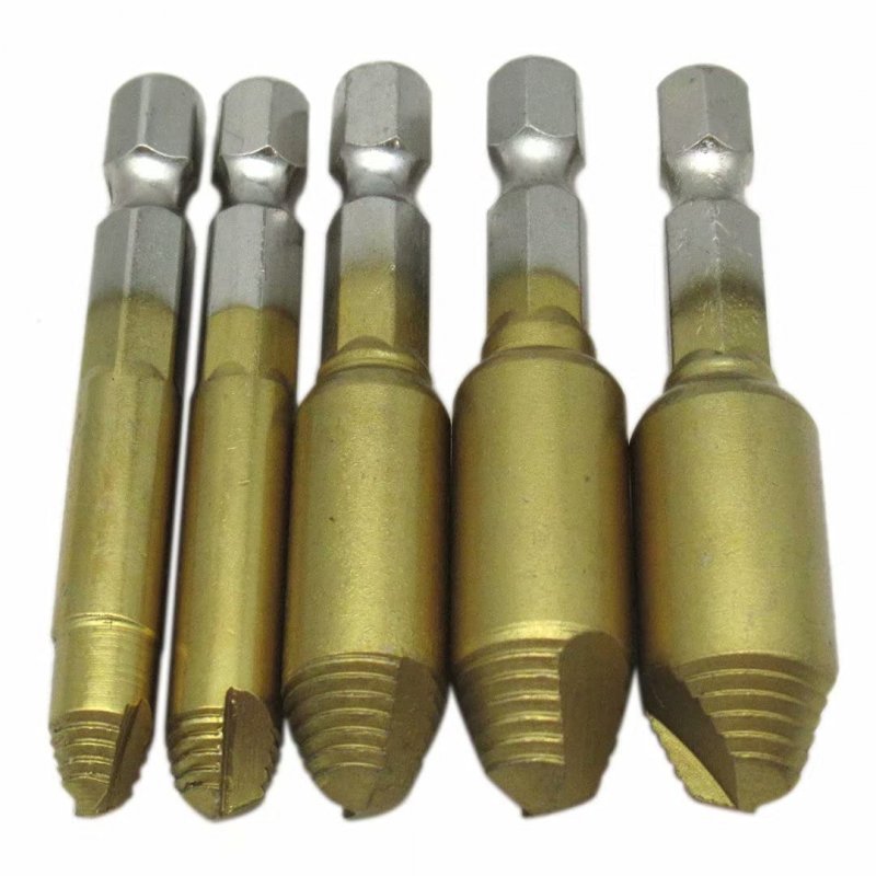 5pcs Screw Extractor Kit And Stripped Remover Damaged Easy Out Broken Bolt