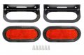 Set Of 2 Red 6 Oval 10 Led Trailer Stop Turn Tail Light W Grommet And Plugs Steel Mounting Brackets Wire Connectors 