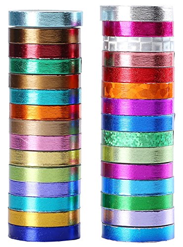 30 Rolls Foil Washi Tape Multi-colored Gold Metallic Masking 8mm X 4m Japanese Paper For Diy Crafts