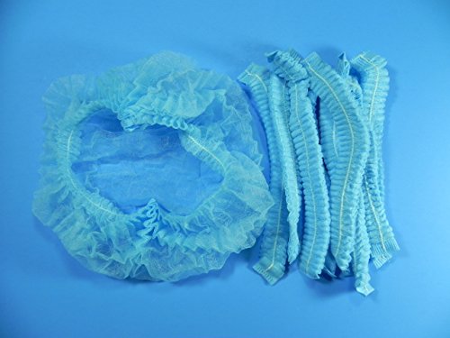 Disposable Hair Net Cap Non Women Bouffant Stretch Dust Blue 100 Pcs