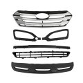 Front Upper Grille Fog Light Bezels Set Grill Chrome And Black Assembly Replacement For 2013-2016 Santa Fe Sport 