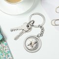 Graphics More Mallard Duck In Flight Keychain Spinning Round Chrome Plated Metal