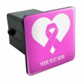 Personalized Custom 1 Line Breast Cancer Pink Ribbon Heart Tow Trailer Hitch Cover Plug Insert