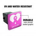 Personalized Custom 1 Line Breast Cancer Pink Ribbon Heart Tow Trailer Hitch Cover Plug Insert