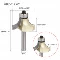 Uxcell 1 4-inch Shank 3 Cutting Dia 2 Flutes Corner Round Roundover Router Bit