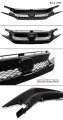 Type-r Style Glossy Black Mesh Front Grille Hood Bumper Nose Trim Cover Compatible With 2016-2018 Honda Civic Fk8