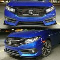 Type-r Style Glossy Black Mesh Front Grille Hood Bumper Nose Trim Cover Compatible With 2016-2018 Honda Civic Fk8