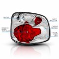 Amerilite For 1997-2000 Ford F150 Flare Side Chrome Euro Replacement Brake Tail Lights Set Passenger And Driver