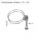 Uxcell 10pcs Double Wire Hose Clamp 45-50mm Adjustable Stainless Steel Clips With M6 Bolt For Dust Collection Pump Pipe